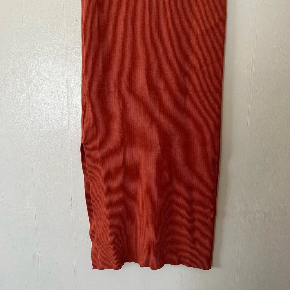 House of Harlow 1960 Rust Orange Ribbed Bodycon Midi Dress - Picture 8 of 9